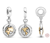 Sterling Silver 925 World Pendant Travel Bracelet