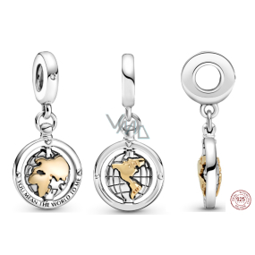 Sterling Silver 925 World Pendant Travel Bracelet