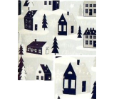 Nekupto Christmas gift wrapping paper 70 x 200 cm Light blue-grey, houses, trees