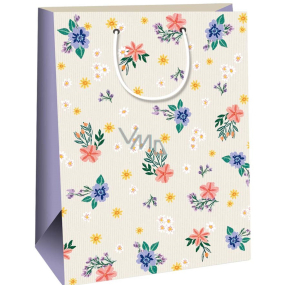 Ditipo Gift kraft bag beige 27 x 12 x 37 cm Colourful flowers
