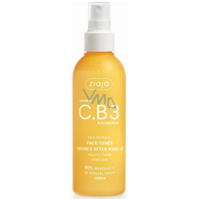 Ziaja Vitamin C.B3 Niacinamide facial toner before and after makeup 190 ml
