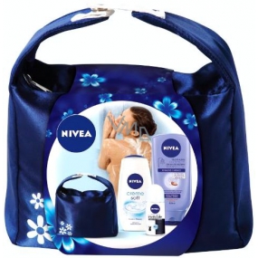 Nivea Shower Smooth shower gel 250 ml + antiperspirant roll-on 50 ml + body lotion for shower 400 ml + bag, for women cosmetic set