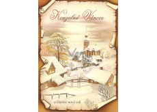 Nekupto Postcard Magical Christmas brown, cottages
