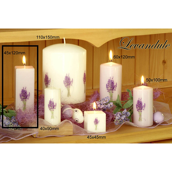 Lima Flower Lavender Scented Candle White with Lavender Print Prism 45 x 120 mm 1 Piece