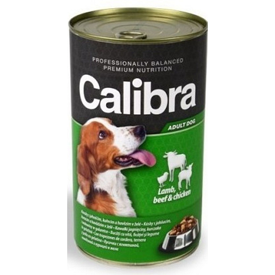 Calibra Adult Lamb, chicken and beef pieces of meat in jelly complete food for adult dogs 1240 g