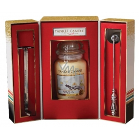 Yankee Candle Vanilla - Vanilla scented candle Classic large glass 623 g + scissors + fire extinguisher, Christmas gift set