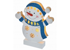 Illuminated wooden snowman 23 × 4 × 26,5 cm, 5 LED, warm white