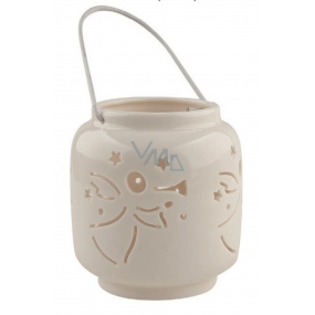 Porcelain white lantern with an angel 9.4 cm