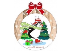 Albi Wooden carved Christmas ornament Penguin 9.5 x 8.5 cm