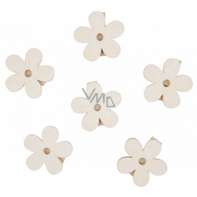 Wooden flowers with pin 4 cm 6 pieces