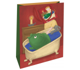 Nekupto Gift paper bag 32.5 x 26 x 13 cm Christmas carp in the bathtub WBL 1948 30
