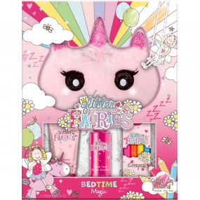 Grace Cole Glitter Fairies sleeping mask + colored crayons + fragrant pillow spray 50 ml + bath foam 50 ml, cosmetic set for children