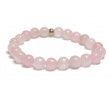 Rose quartz with component bracelet elastic natural stone, ball 8 mm / 16-17 cm, love stone