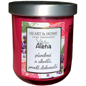 Heart & Home Fresh grapefruit and blackcurrant soy scented candle with the name Alena 110 g
