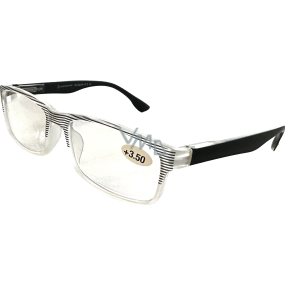 Berkeley Reading dioptric glasses +3.5 plastic transparent, black stripes 1 piece MC2248