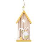 House with a bunny yellow wooden hanging 16 cm