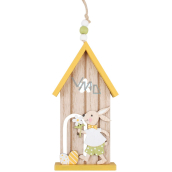 House with a bunny yellow wooden hanging 16 cm