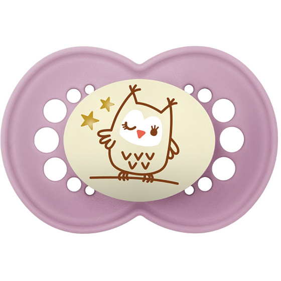 Mam Night silicone orthodontic pacifier 6+ months Purple with owl 1 piece