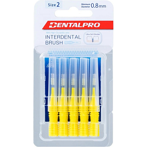 DentalPro Interdental Brush Straight 0.8 mm Yellow, 10 Pieces DentalPro Interdental Brush Straight 0.8 mm Yellow, 10 Pieces