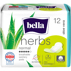 Bella Herbs Aloe Vera Women's Pads, 12 pcs