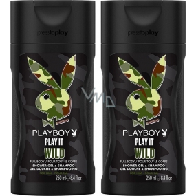 Playboy Play It Wild for Him 2in1 shower gel and shampoo 2 x 250 ml, duopack for men