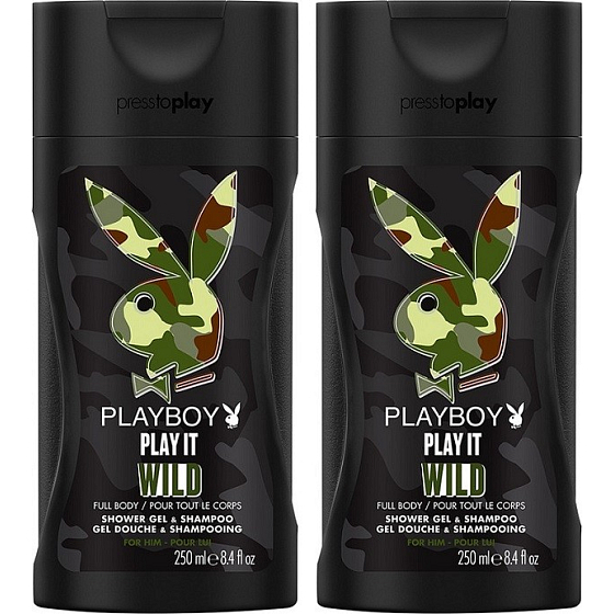 Playboy Play It Wild for Him 2in1 shower gel and shampoo 2 x 250 ml, duopack for men