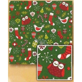 Nekupto Gift wrapping paper 70 x 200 cm Christmas Green, owls