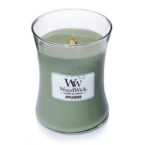 WoodWick Applewood - Apple wood scented candle with wooden wick and glass lid medium 275 g
