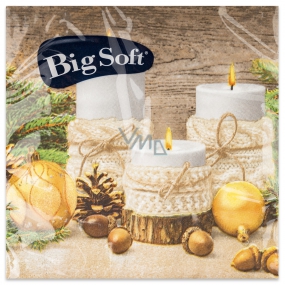 Big Soft Paper napkins 2 ply 33 x 33 cm 20 pieces Christmas Candles, flasks, acorns