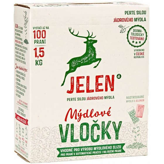 Deer Soap flakes suitable for the production of soap slime, for washing in automatic washing machines as well as for hand washing.