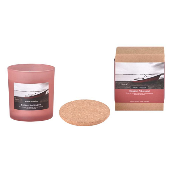 Arome Aroma Sensation Bergamot Amberwood scented candle in glass with cork lid 7.5 x 8.5 cm 340 g