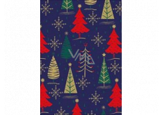 Ditipo Gift wrapping paper 70 x 200 cm Christmas blue gold, green and red trees