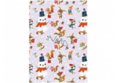 Ditipo Gift wrapping paper 70 x 100 cm Christmas light purple - snowman, fox, squirrel 2 sheets