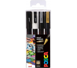 Posca Universal acrylic marker set 1,8 - 2,5 mm Black, white, gold, silver 4 pieces PC-5M