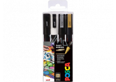 Posca Universal acrylic marker set 1,8 - 2,5 mm Black, white, gold, silver 4 pieces PC-5M