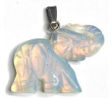 Opalit Elephant pendant synthetic stone hand cut figurine 3,5 cm, stone of wishes and hope