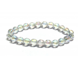 Crystal Aqua aura angel facet semi-metallic finish, bracelet elastic natural stone, bead 8 mm / 16 - 17 cm, stone stones