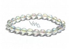 Crystal Aqua aura angel facet semi-metallic finish, bracelet elastic natural stone, bead 8 mm / 16 - 17 cm, stone stones