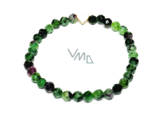 Anyolite / Ruby in Zoisite facet bracelet elastic natural stone, ball 5 mm / 16-17 cm, relieves in times of sadness