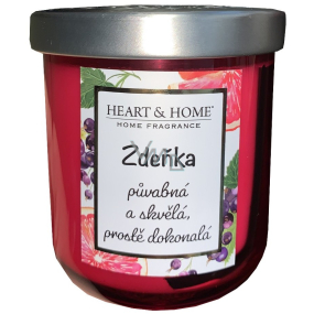 Heart & Home Fresh grapefruit and blackcurrant soy scented candle with Zdeněk's name 110 g