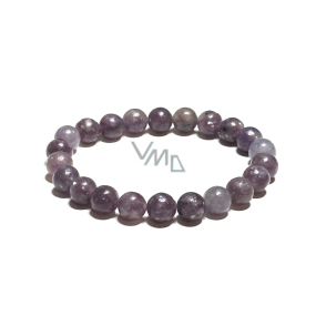 Lepidolite light purple elastic bracelet made of natural stone, ball 8 mm / 16-17 cm, amulet of athletes