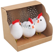 White chickens with feathers 6 cm 3 pieces