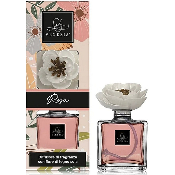 Lady Venezia Dream Rosa - Rose aroma diffuser with flower for gradual release of fragrance 100 ml