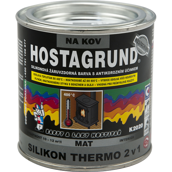 Hostagrund K2020 Silicone Thermo 2in1 paint for metal up to 400 °C, black, 350 g