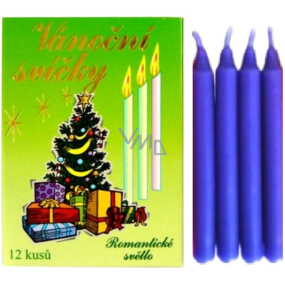 Romantic light Christmas candles box, burning 90 minutes purple 12 pieces