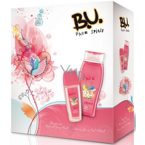 BU Free Spirit perfumed deodorant glass for women 75 ml + shower gel 250 ml, gift set for women