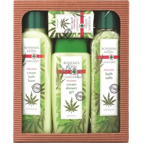 Bohemia Gifts Cannabis Hemp oil shower gel 300 ml + bath salt 600 g + bath foam 500 ml + soap 100 g, cosmetic set