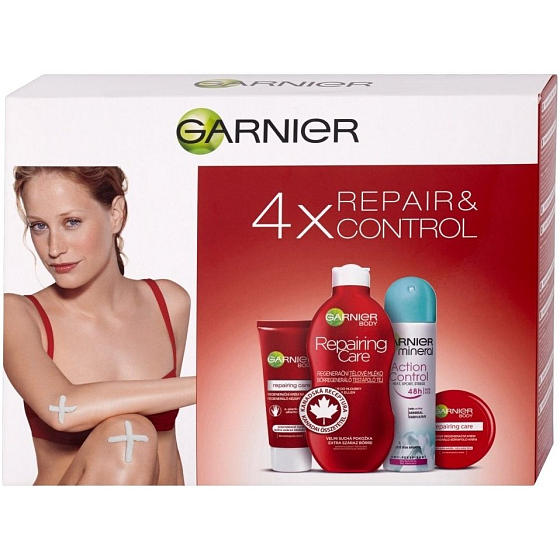 Garnier Repair & Control body lotion dry skin 250 ml + body cream dry skin 50 ml + Mineral Action Control deodorant spray 150 ml + hand cream 100 ml, cosmetic set