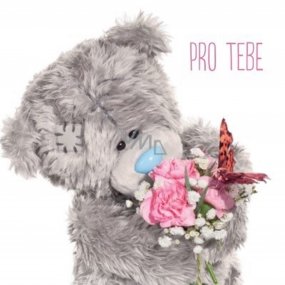 Me to You 3D greeting card for you, Teddy bear with a bouquet and a bow 15.5 x 15.5 cm