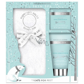 Baylis & Harding Rosemary, Eucalyptus and White Tea foot milk with vitamins A, B, C 50 ml + crystals for foot bath 25 g + super-soft socks, cosmetic set